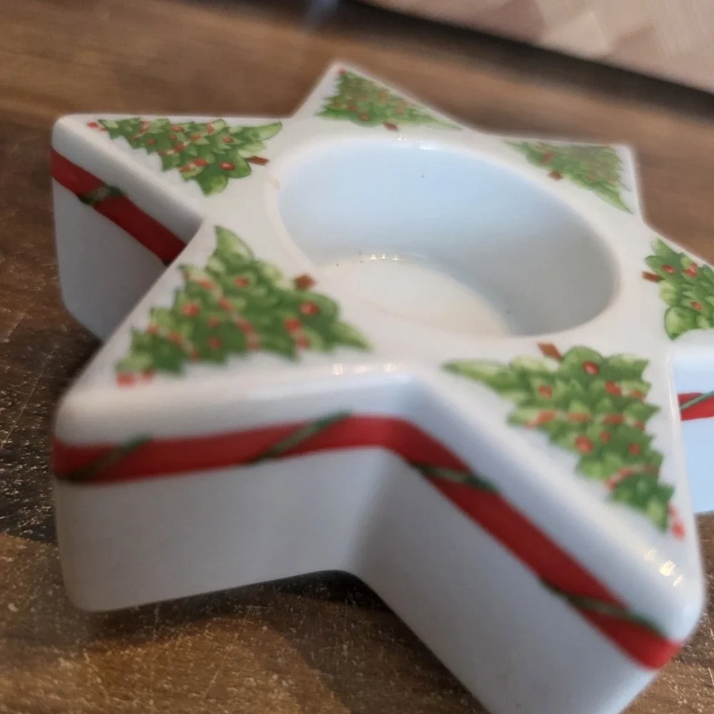 Hutschenreuther Germany Christmas Tree Star Tea Light Votive Candle Holder 4x1.5